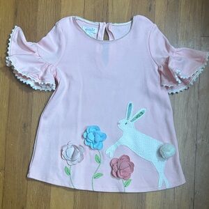 Mud Pie Pink tunic shirt size 3t bunny Easter